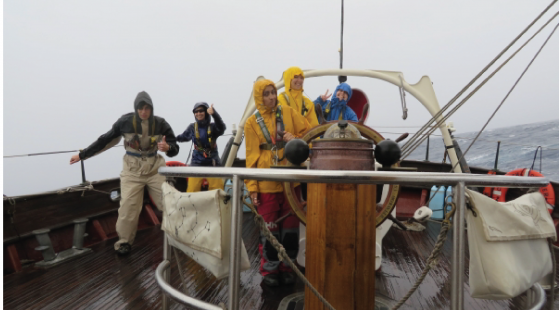 rain, tall ship, sailing, foul weather gear