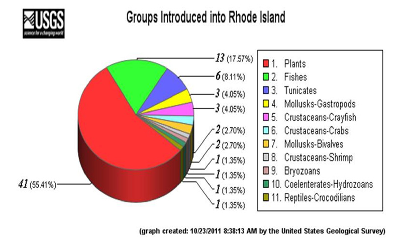 Non-indigenous aquatic species in Rhode Island by group