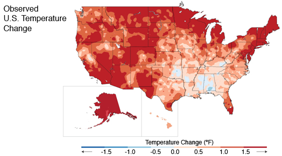 observed us temperature change