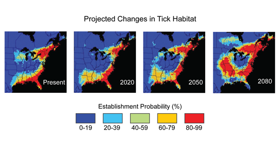 Projected changes in tick habitat