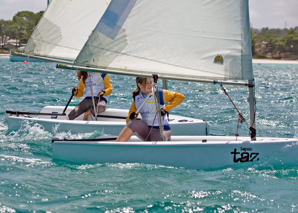Teens sailing in Barbados