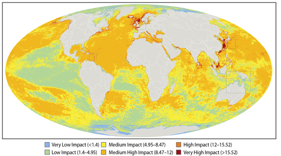 World's ocean looking at how much impact humans have caused Halpern 2008